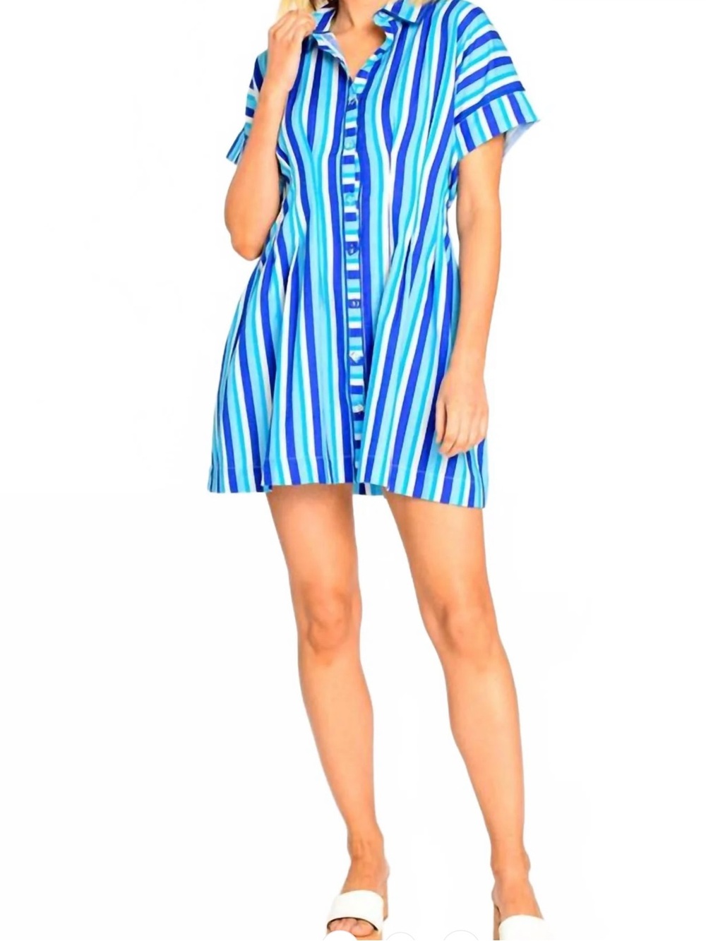 Elizabeth James The Label NWT Blue Striped Mini Dress, size Medium